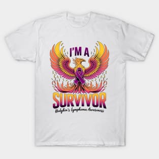 Im A Survivor Hodgkins Lymphoma Awareness Phoenix Ribbon T-Shirt
